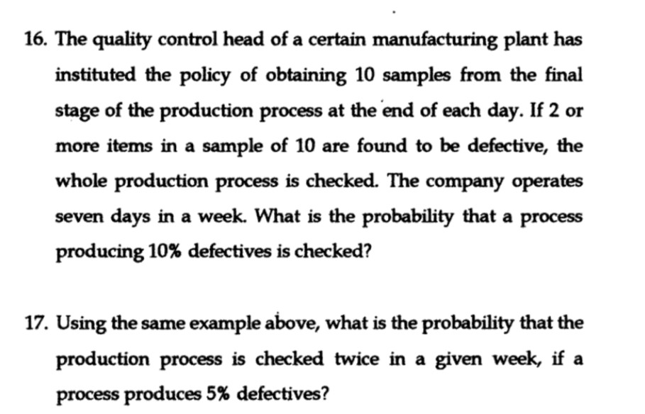 Solved The quality control head of a certain manufacturing