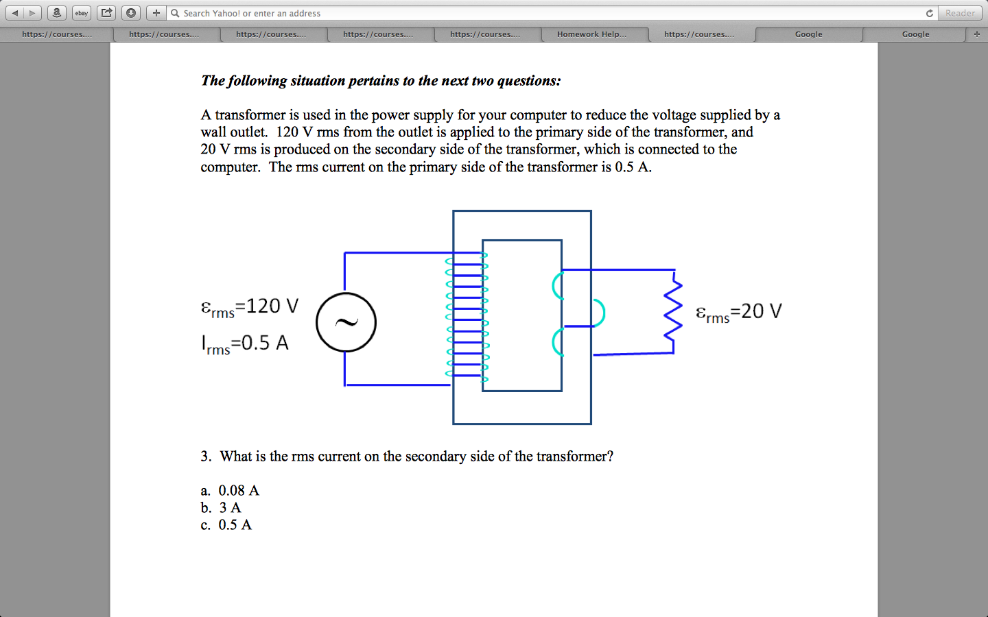 Solved A transformer is used in the power supply for your Circuit Diagram
