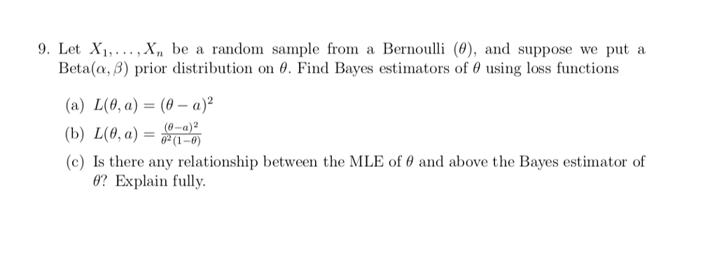 9. Let X,...X be a random sample from a Bernoulli | Chegg.com