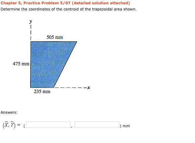 Determine The Coordinates Of The Centroid Of The Trapezoidal Area Shown.