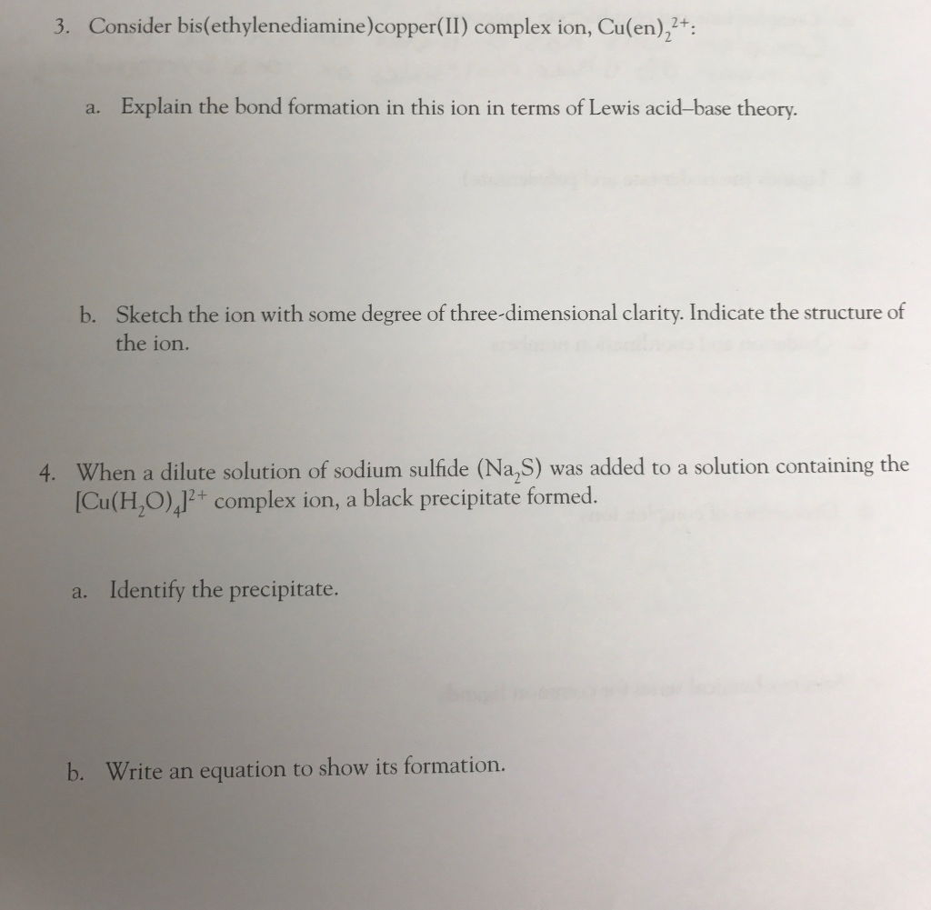 Solved Consider bis (ethylenediamine) copper (II) complex