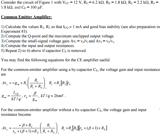 Consider the circuit of Figure 1 with Vcc = 12 V, RC | Chegg.com