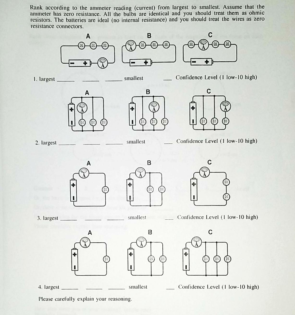 Solved Rank according to the ammeter reading (current) from
