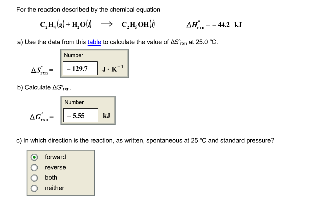 Solved For the reaction described by the chemical equation Chegg