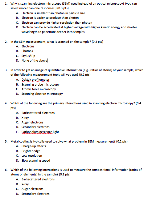 Solved Why is scanning electron microscopy (SEM) used