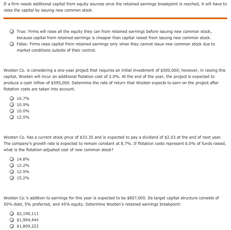 Solved If A Firm Needs Additional Capital From Equity | Chegg.com ...