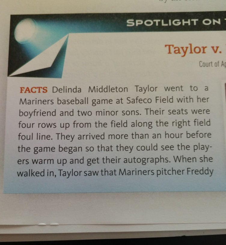 SPOTLIGHT ON Taylor v. Court of Ap FACTS Delinda