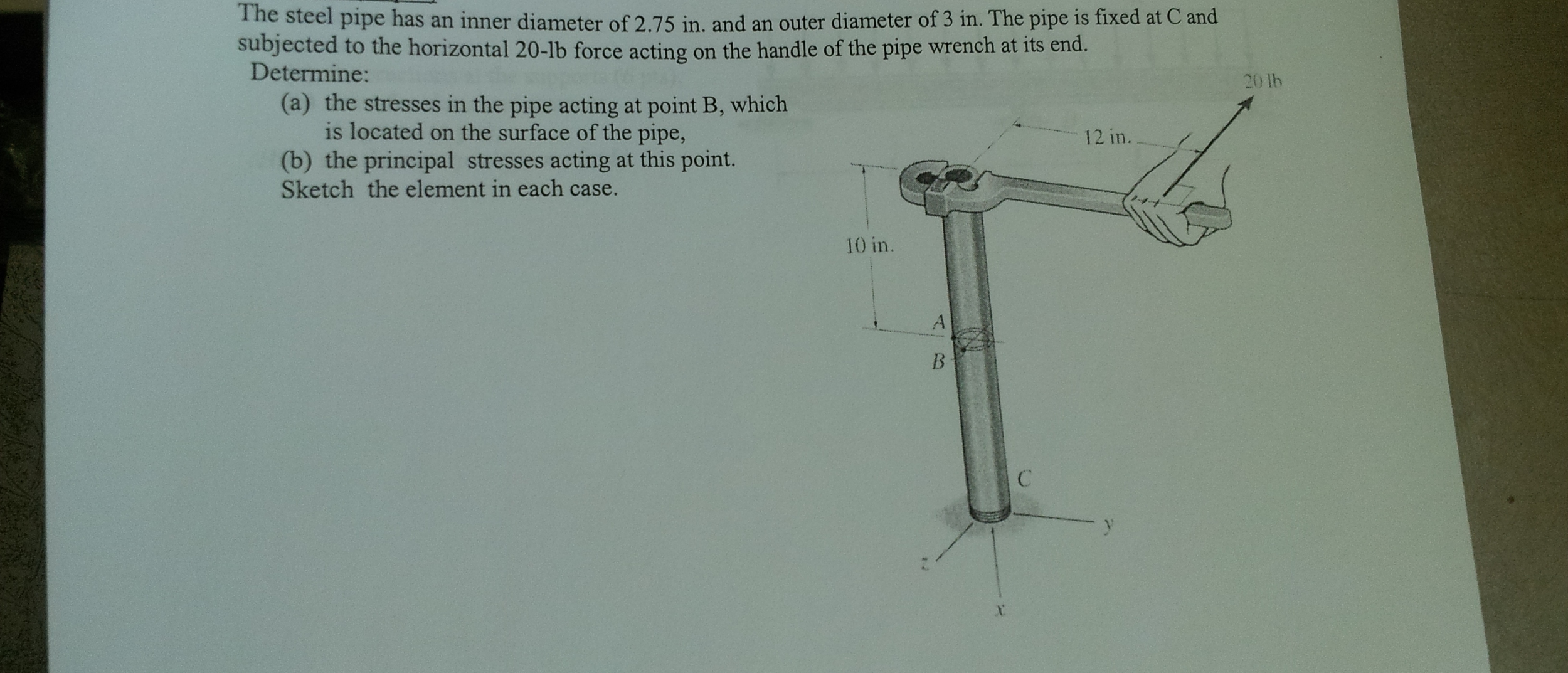 Solved The steel pipe has an inner diameter of 2.75 in. and