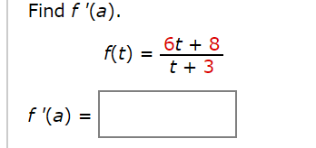 Solved Find f (a). f '(a) = | Chegg.com