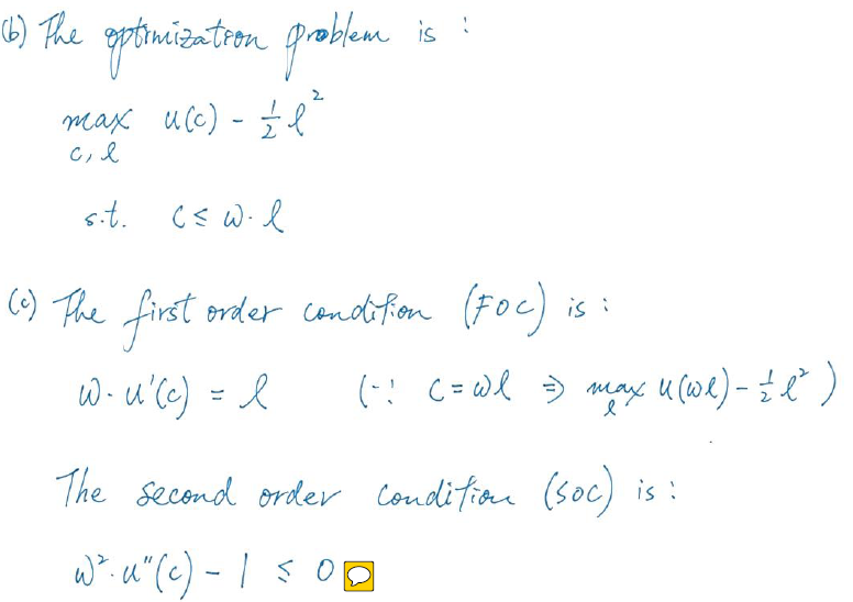 First Order Condition Example