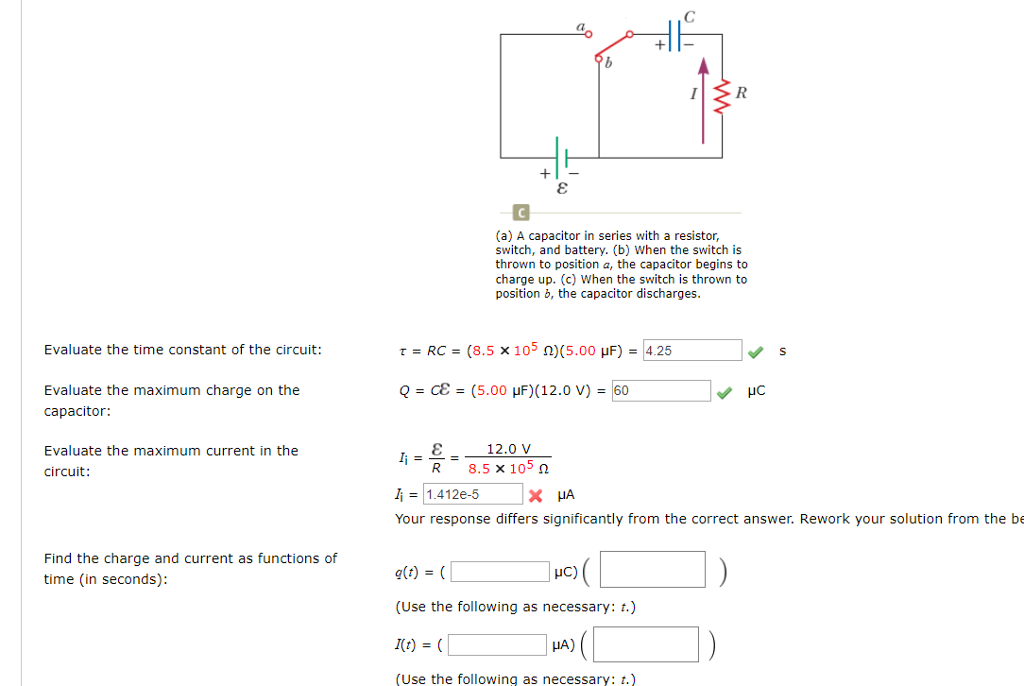 Solved A A Capacitor In Series With A Resistor Switch And