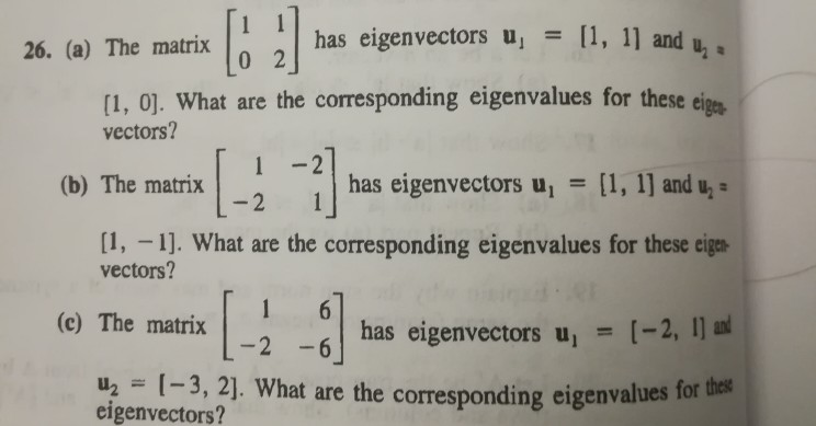 Solved has eigenvectors ui = [1, 11 and u. 26. (a) The | Chegg.com