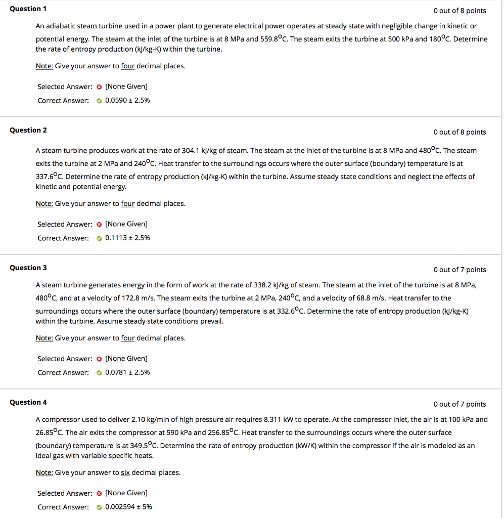 Solved Question 1 0 out of 8 points An adiabatic steam | Chegg.com