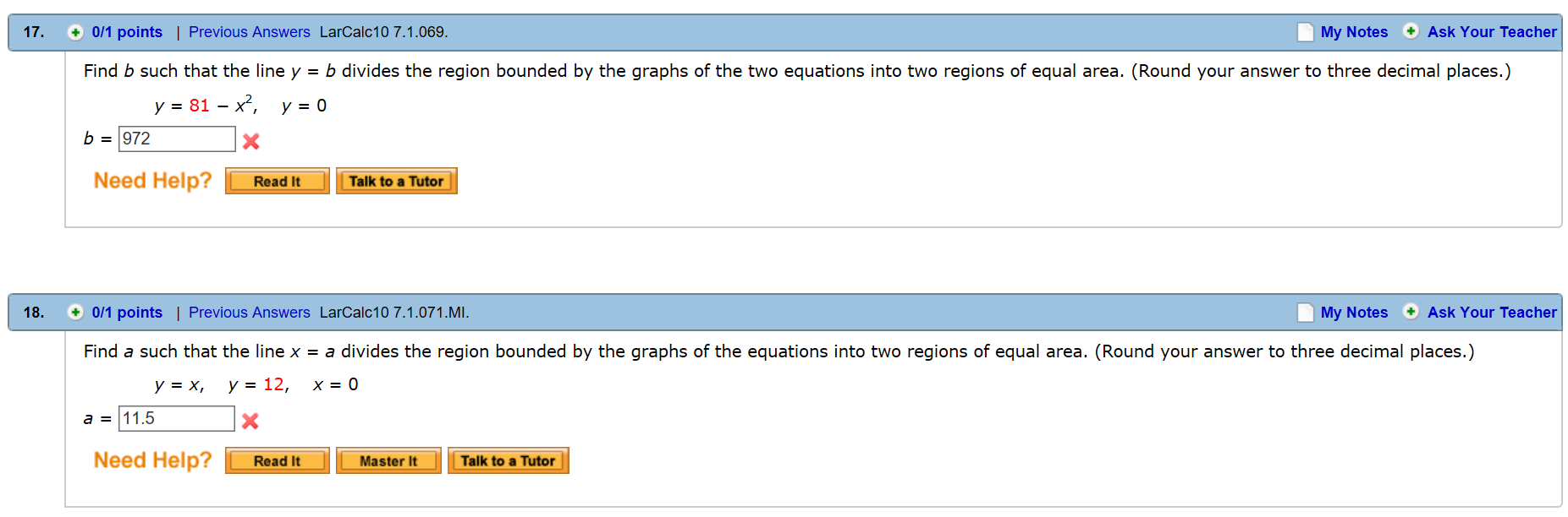 Solved Find b such that the line y = b divides the region | Chegg.com