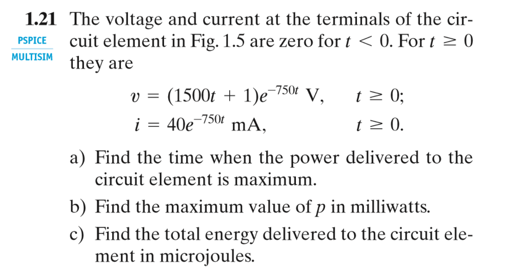 Solved The voltage and current at the terminals of the