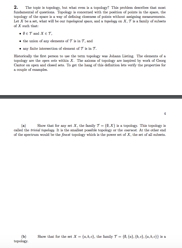 Solved The topic is topology but what even is a topology? Chegg com