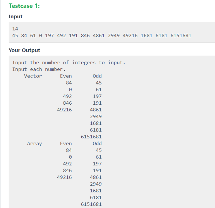 Solved Purpose: Input numbers and segregate them by placing | Chegg.com
