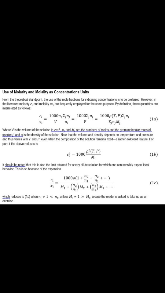 Solved Use of Molarity and Molality as Concentrations Units | Chegg.com