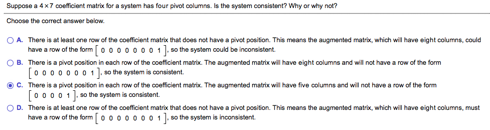 Solved Suppose A 4 Times 7 Coefficient Matrix For A Syste Chegg Solved suppose a 4 times 7 coefficient matrix for a syste chegg