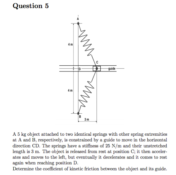 Solved A 5 Kg Object Attached To Two Identical Springs With | Chegg.com