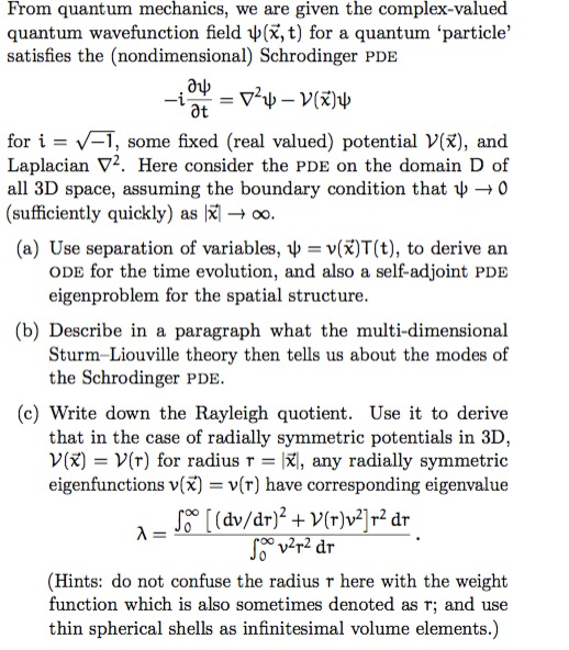 From Quantum Mechanics We Are Given The Chegg From Quantum Mechanics We Are Given The Chegg