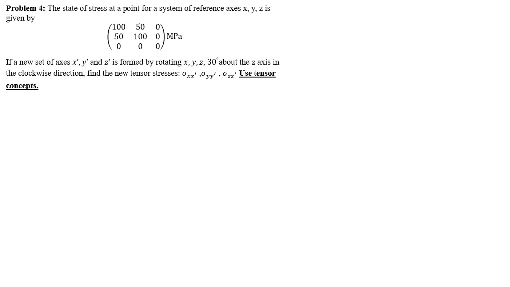 Solved The state of stress at a point for a system of | Chegg.com