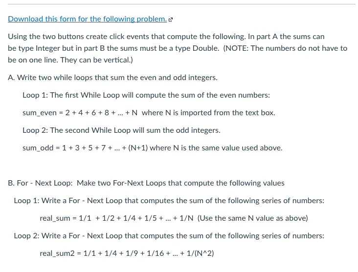 Compute Sum of Series While Loop For Loop 1stResults | Chegg.com