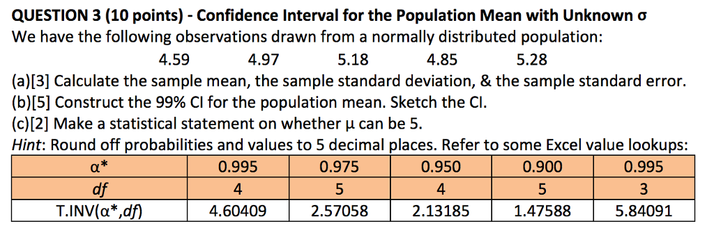 Solved Confidence Interval for the Population Mean with | Chegg.com