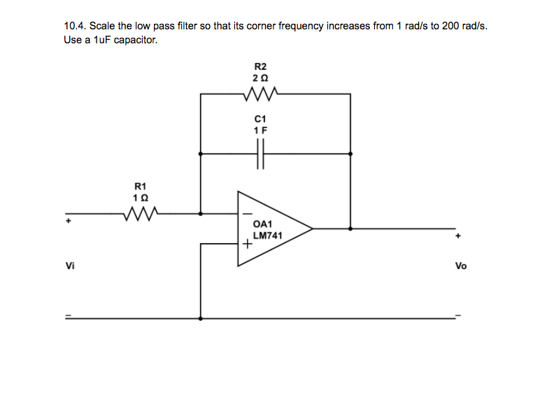 Solved 10.4. Scale the low pass filter so that its corner | Chegg.com