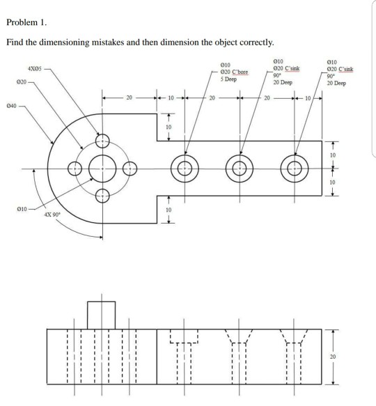 Solved Problem 1 Find the dimensioning mistakes and then | Chegg.com