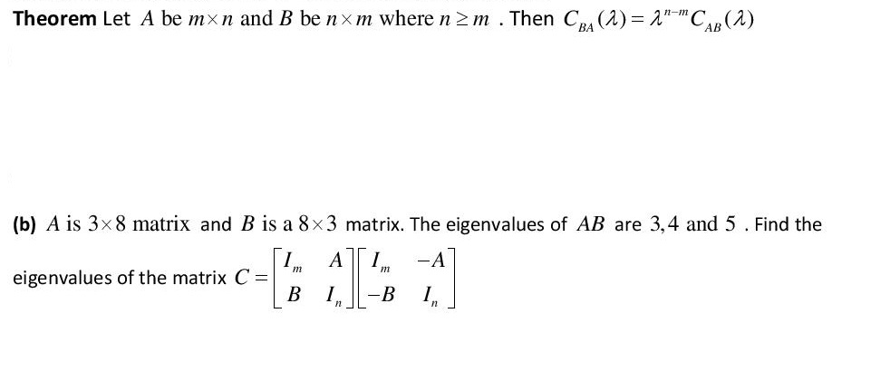 Solved ー2n_m BA (b) A Is 3x8 Matrix And B Is A 8x3 Matrix. | Chegg.com