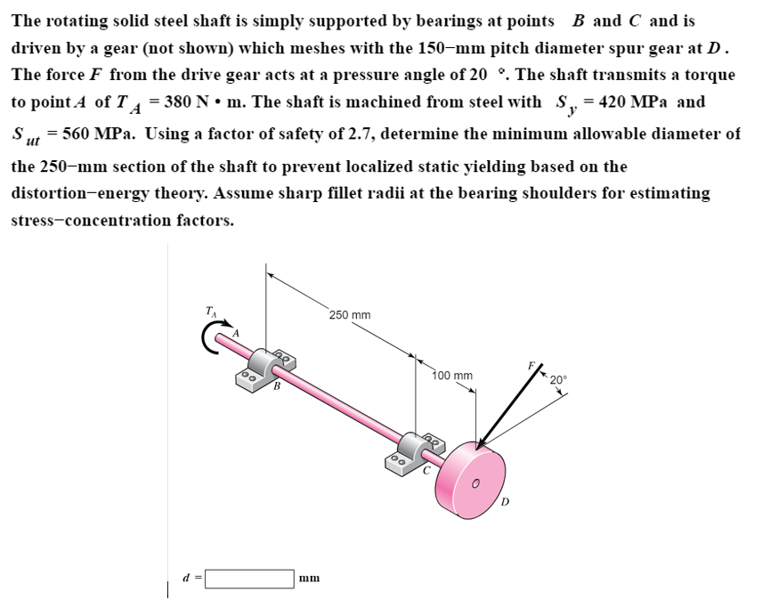 Solved The Rotating Solid Steel Shaft Is Simply Supported By | Chegg.com