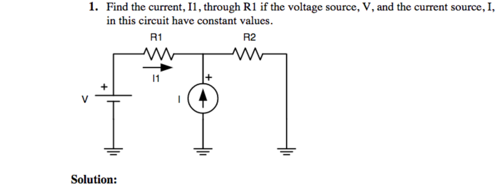 Solved Find the current, I1, through R1 if the voltage | Chegg.com