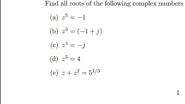 Solved: Find All Roots Of The Following Complex Numbers (a... | Chegg.com