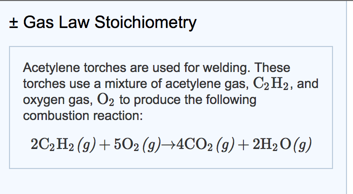 Solved ± Gas Law Stoichiometry Acetylene torches are used | Chegg.com
