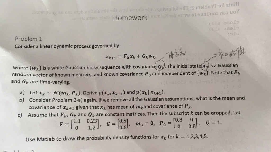 Consider a linear dynamic process governed by x_k + | Chegg.com