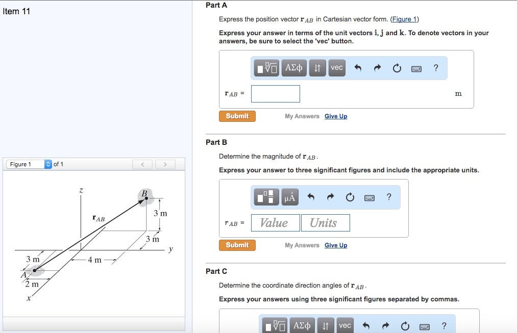 Solved Express the position vector r_AB in Cartesian | Chegg.com