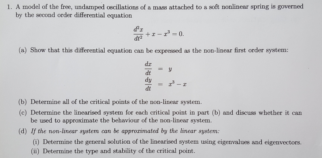Solved A model of the free, undamped oscillations of a mass