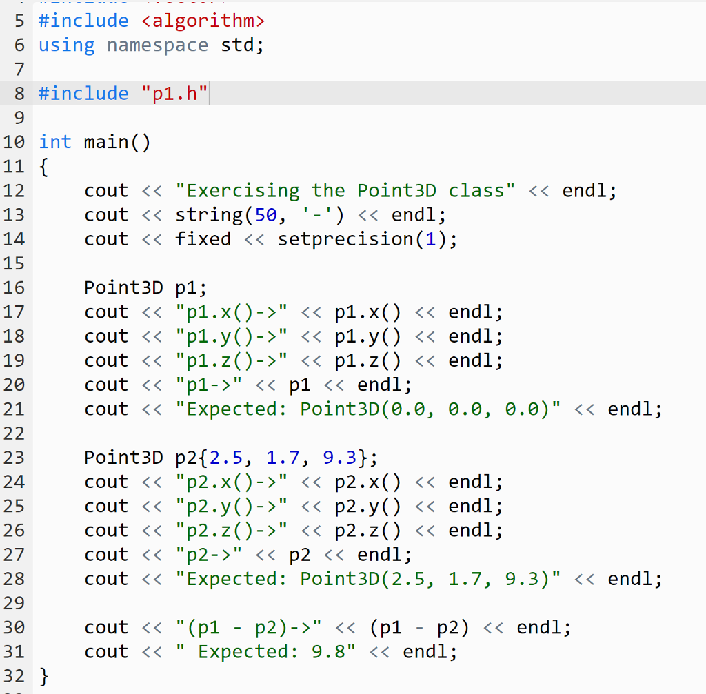 Solved C++ Problem: Define a class named Point3D. The | Chegg.com