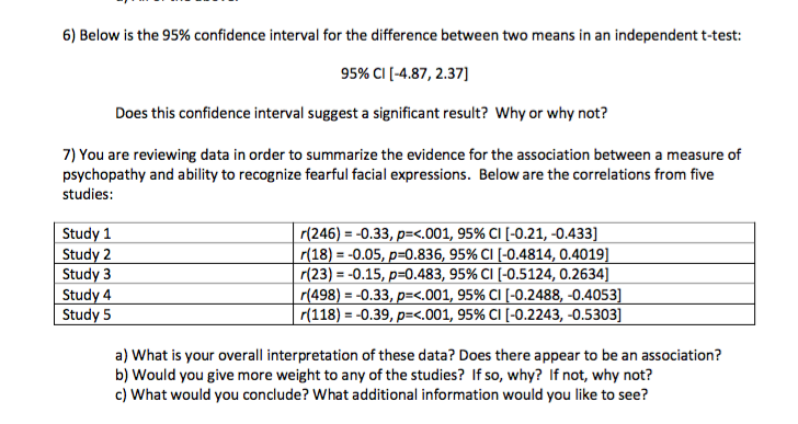 Solved Below is the 95% confidence interval for the | Chegg.com