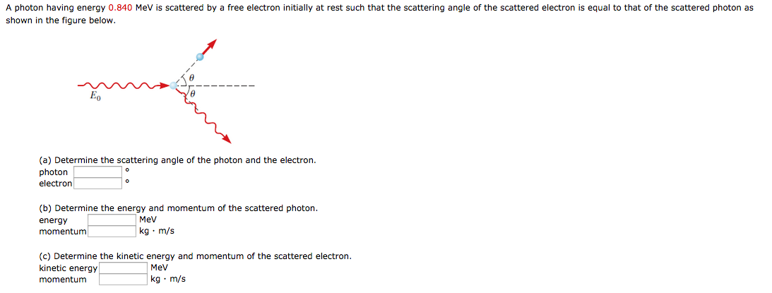 Solved A Photon Having Energy 0.840 MeV Is Scattered By A | Chegg.com