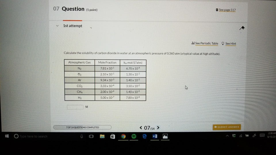 Solved Calculate the solubility of carbon dioxide in water | Chegg.com