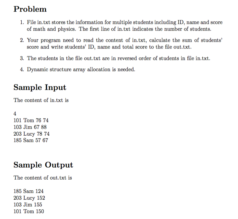Solved Problem 1 File In Txt Stores The Information For Chegg