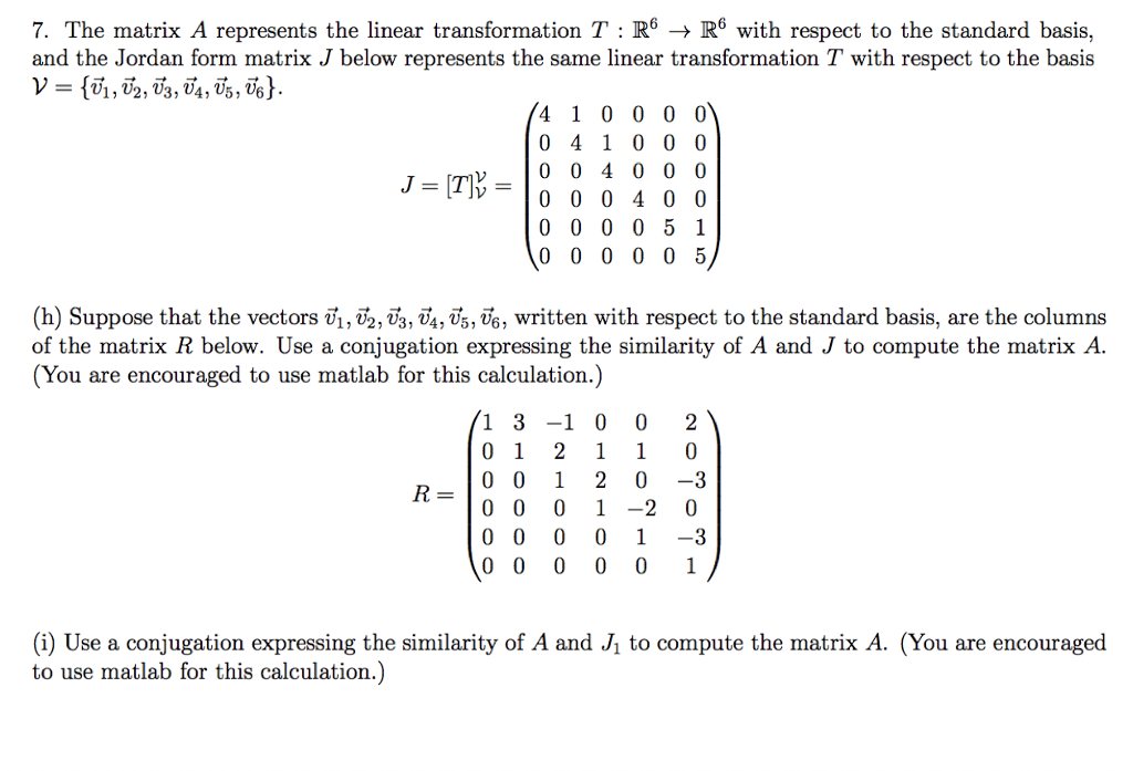 Solved 7. The matrix A represents the linear transformation