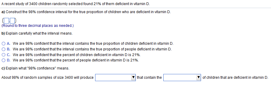 Solved A Recent Study Of 3400 Children Randomly Selected Chegg