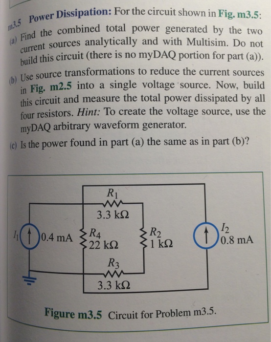 Solved power Dissipation For the circuit shown in Fig Circuit Diagram