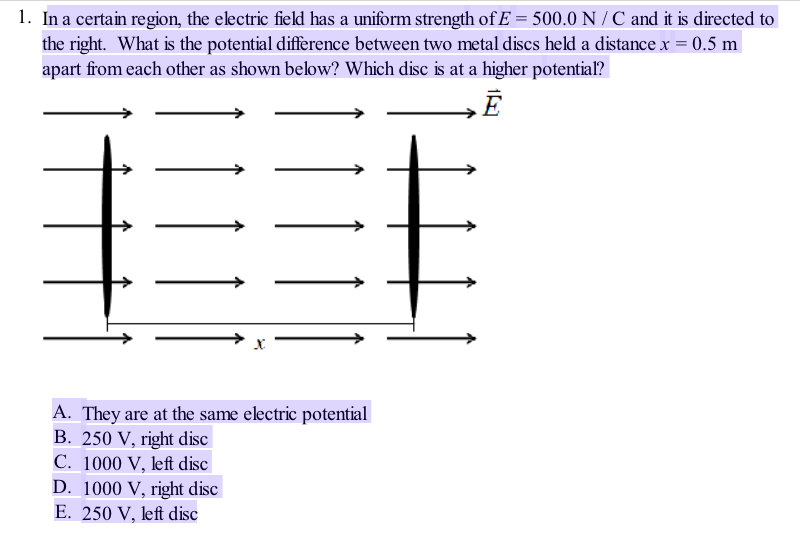 Solved 1. In a certain region, the electric field has a | Chegg.com