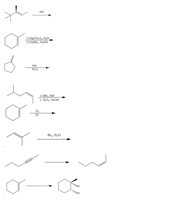 Solved HBr 2) NaBH4 NaOH HBr H20 D BH. THF 2. H20. NaOH Pt | Chegg.com