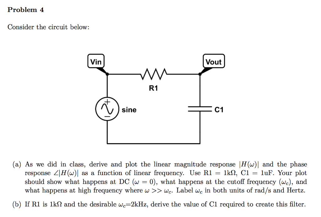 Solved Problem 4 Consider the circuit below: Vin Vout R1 | Chegg.com