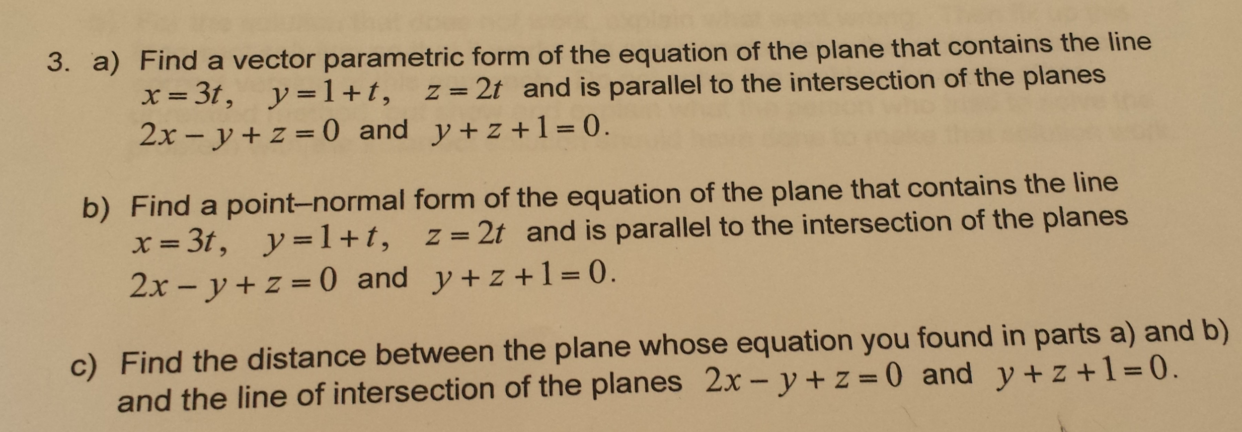 Solved Find a vector parametric form of the equation of the | Chegg.com